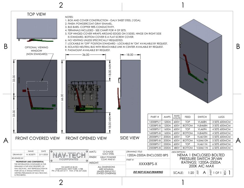 N1 1200A-2500A BPS drawing